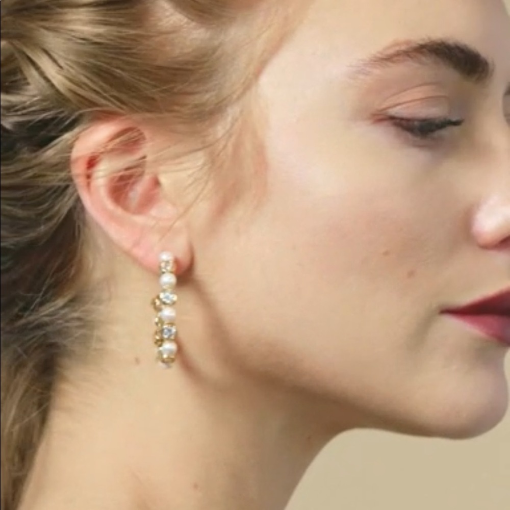 Sterling Forever Theodora 14k Plated Earrings CZ Pearls‎
